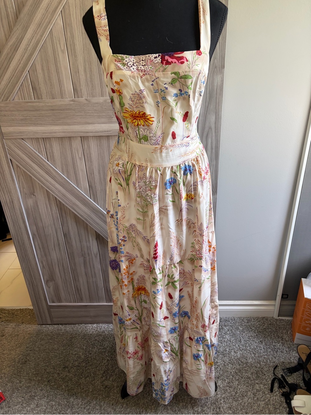 Floral Cream Maxi Dress with Wildflower Print